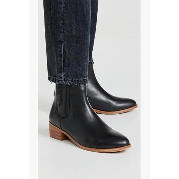 Soludos Delancey Black Leather Ankle Bootie Sz 8 - Picture 1 of 10